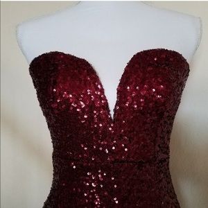 Red wine sequin dress